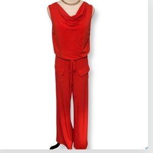 Vince Camuto Cowl Neck Jumpsuit in Color Tomato size Small.